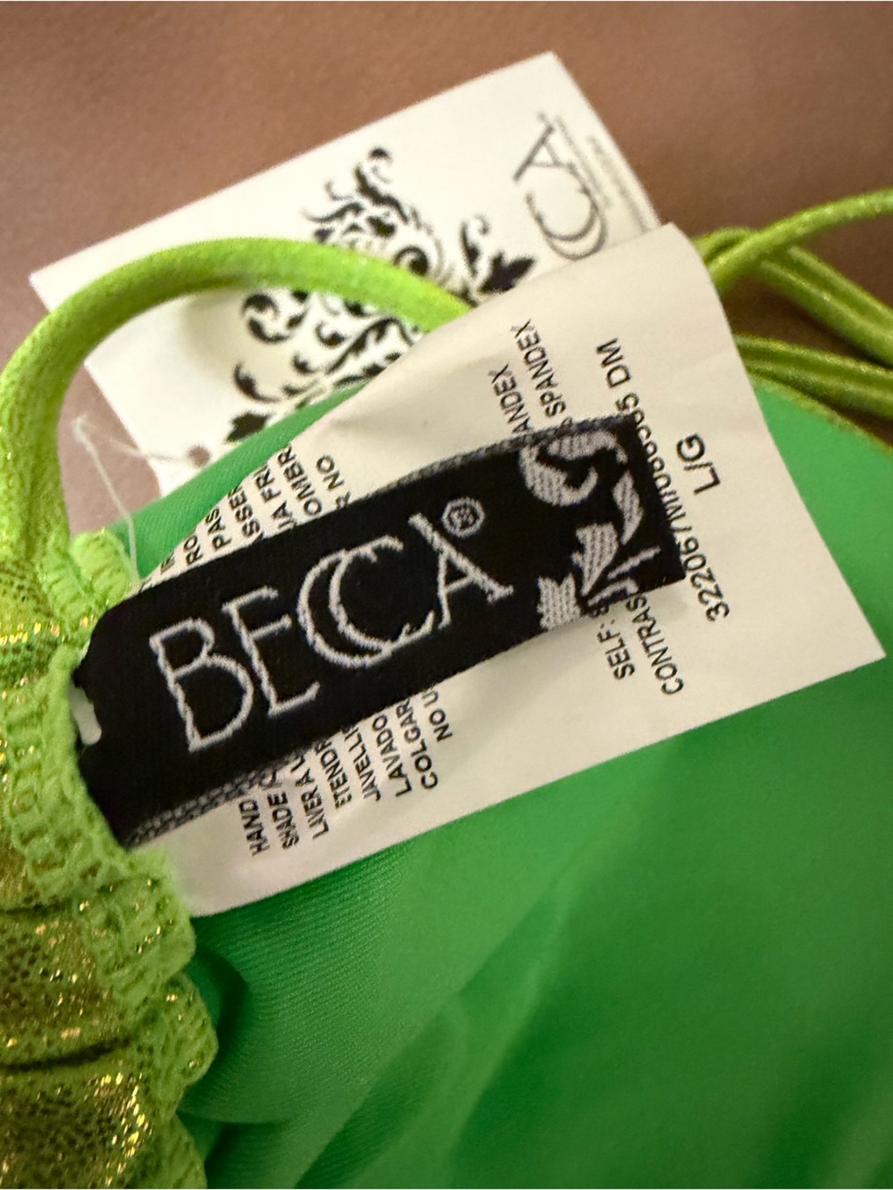 BECCA by Rebecca Virtue Liquid Metal Bikini Set in meadow neon lime green large - Picture 9 of 13